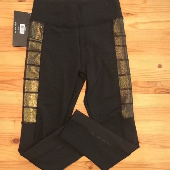 BSP BETTER SPORTS GOLD METALLIC /BLACK LEGGINGS M - Picture 8 of 8